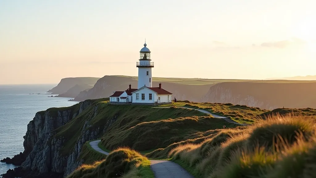 Historic Hook Head Lighthouse on coastal promontory