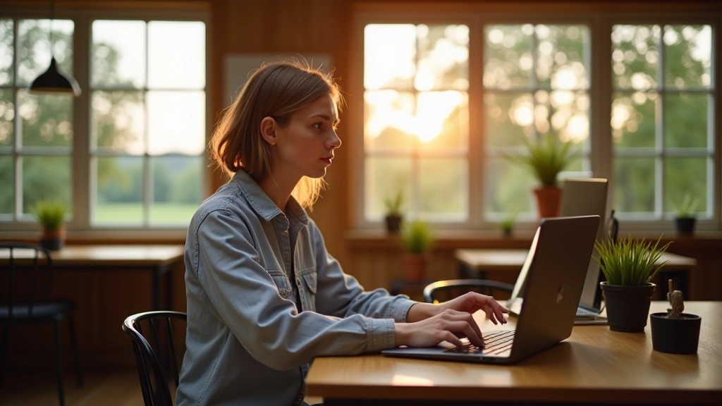Küla koostöökeskuse töötaja arvutis tööl, kus on kaardid ja dokumendid laual